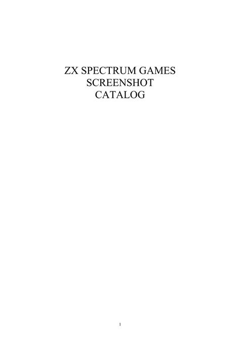 Ebook Zx Spectrum Games Screenshot Catalog 6000 Color Screenshots