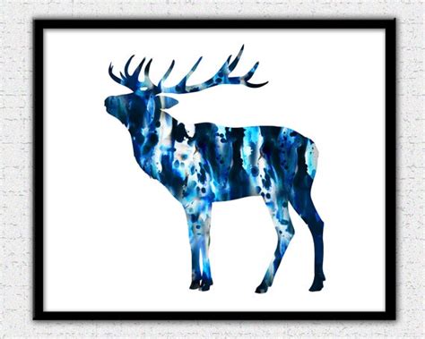 Items similar to Deer print, aqua blue deer art, aqua blue deer ...