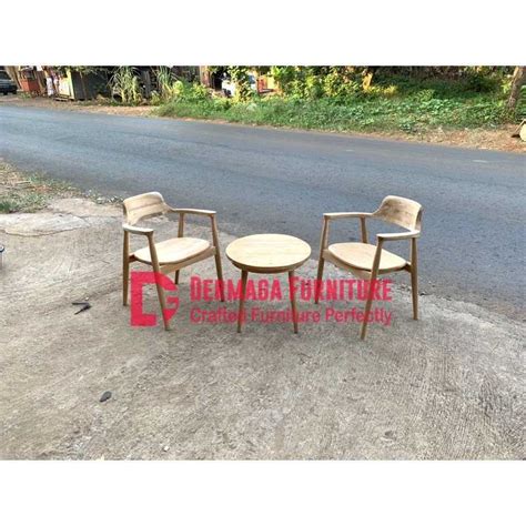 Jual Set Teras Kursi Hirosima Meja Teras Bulat Retro Kayu Jati