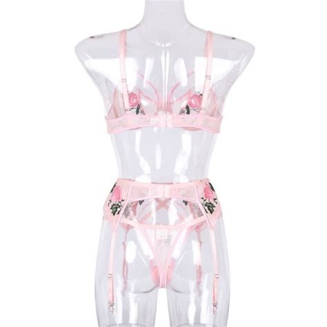 Ensemble de lingerie Rose Dentelle Sexy Femme Rose Cdiscount Prêt à Porter
