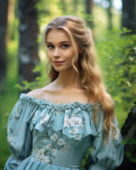 Beautiful Blonde Girl In Outdoor Setting Premium AI Generated Image