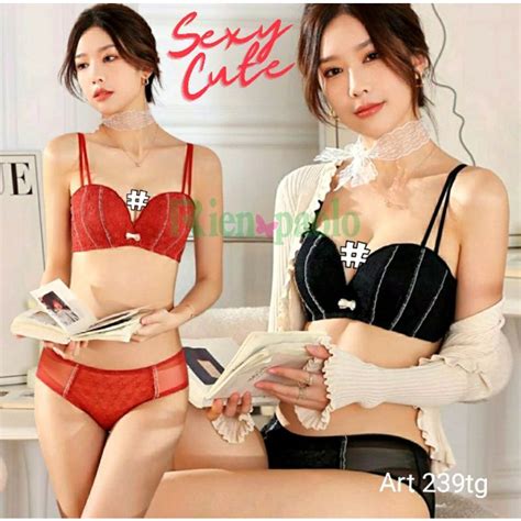 Jual Premium Bra BH Celana Dalam CD G String Set Sexy Hot Lingerie Tanpa Kawat Rien Paolo 239