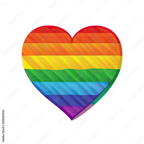 Rainbow Lgbt Pride Flag In Shape Of Heart Isolated On Transparent Background Symbol Of Lesbian