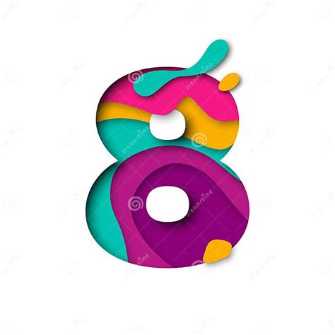 Buchstabe 8 Der Papierschnitt-Zahl Acht Realistischer Multi Schichten