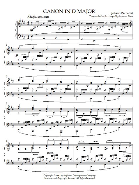 Canon In D By Johann Pachelbel Sheet Music For Piano Solo At Sheet