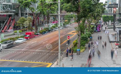 aerial view  sidewalk  intersection  orchard road  singapore