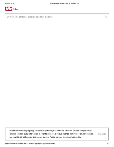 Nuevas reglas para el juicio de nulidad IDC - Si continua relacionada