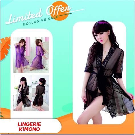 Transparent Lace Kimono Lingerie Set Sexy Model Gf Shopee Malaysia