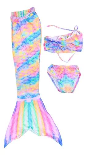 Sirena Cola Y Bikini Ni As Traje De Ba O Set Env O Gratis Meses Sin