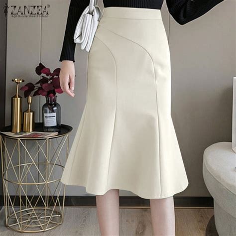 Fancystyle ZANZEA Korean Style Women Elegant High Waist Ruffle Pleated