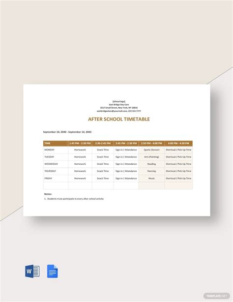 School Timetable Templates in Word - FREE Download | Template.net