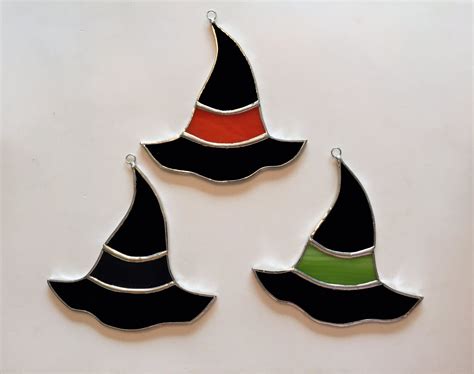 Handmade Stained Glass Witchs Hat Suncatcher