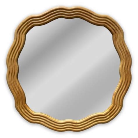 Chloes Reflection Contemporary Maple Wood Finish Round Framed Wall