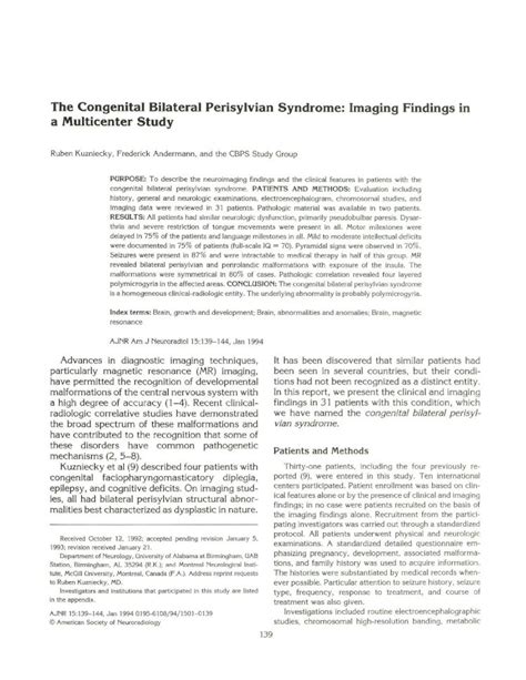 Pdf The Congenital Bilateral Perisylvian Syndrome …the Congenital