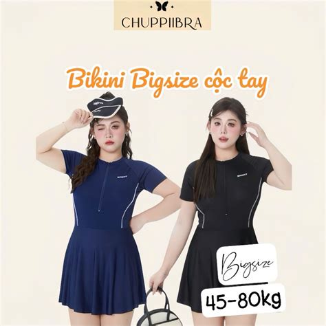 Bikini 40 100kg đi biển bigsize CHUPPIIBRA đồ bơi nữ co giãn tốt đồ bơi 1 mảnh cộc tay chân váy