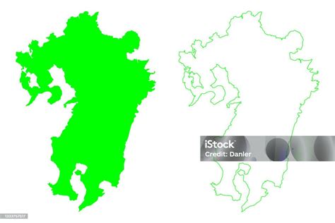 Kyushu Island Map Vector Illustration Scribble Sketch Kyushu Map Stock ...