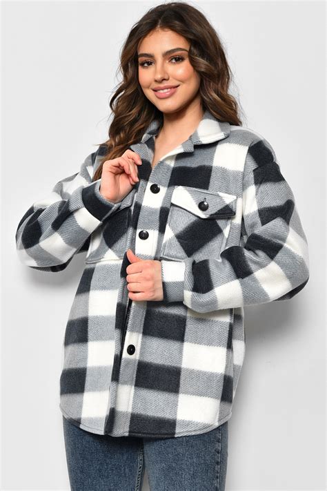 Рубашка женская флисовая в клеточку темно-серого цвета Fashion 2 ...