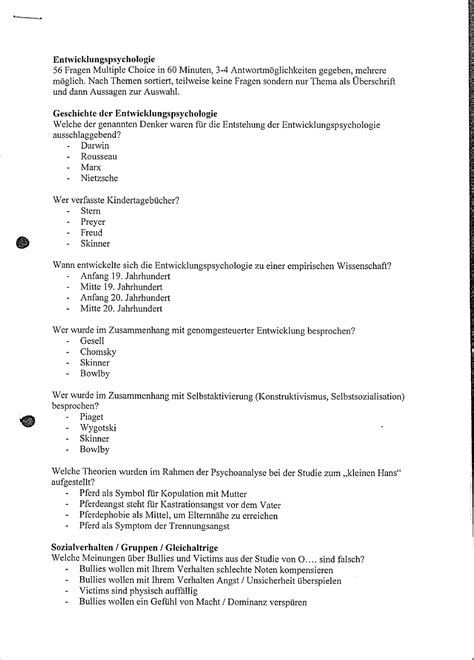 Klausur 22 Januar Fragen Und Antworten Entwicklungspsychologie 56