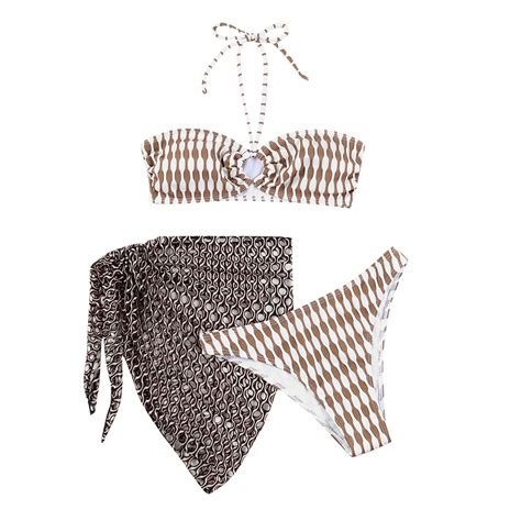 Buigttklop Women S Floral Print Bandeau Bikini Set High Cut Strapless Knot Front Swimsuit Sexy