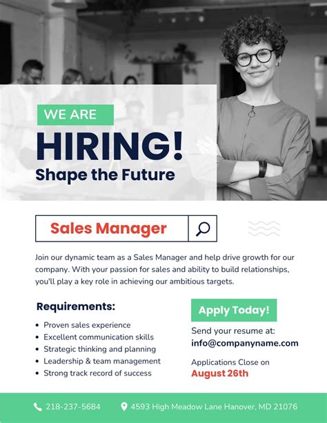 White And Green Sales Hiring Poster Venngage