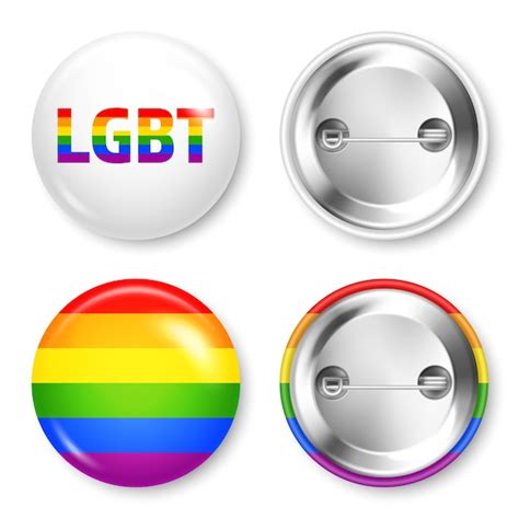 Premium Vector Realistic Colorful Badge With Lgbtq Rainbow Flag Lesbian Gay Bisexual