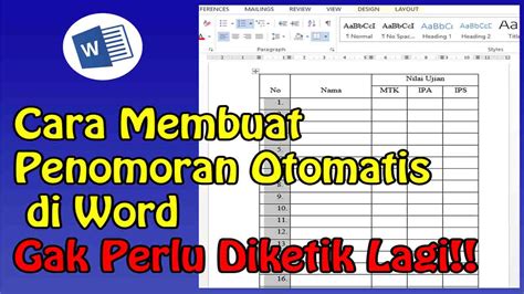 Cara Singkat Membuat Nomor Urut Otomatis Di Tabel Microsoft Word