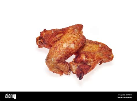 2 Chinese Fried Chicken Wings Isolated On White Background Cutout Stock