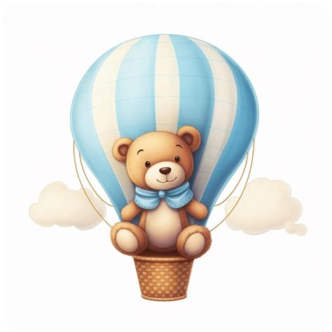 Premium Photo There Is A Teddy Bear Sitting In A Hot Air Balloon Generative Ai