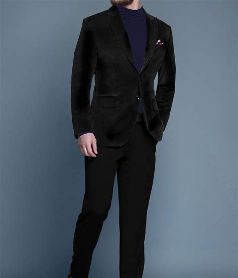 Deep Black Velvet Blazer Ai Perfect Fits
