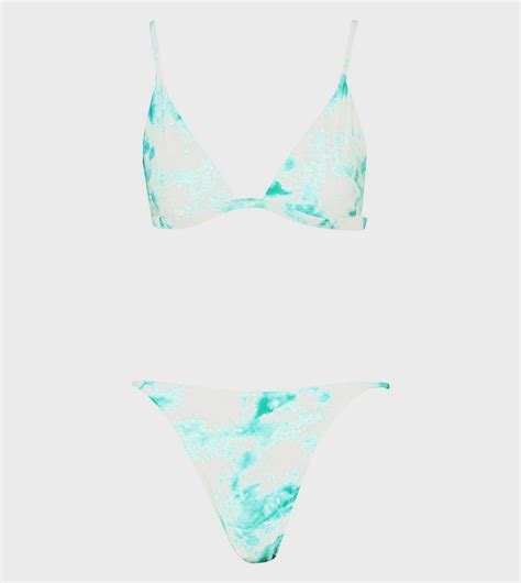 Buy Boohoo Tie Dye Itsy Bitsy Triangle Bikini Set In Green ThStreet
