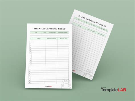silent auction bid sheet templates word  excel