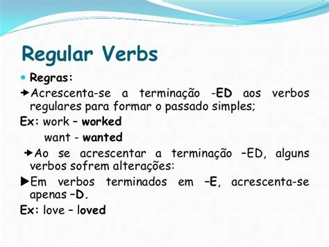 Regras Do Simples Past - Simple past