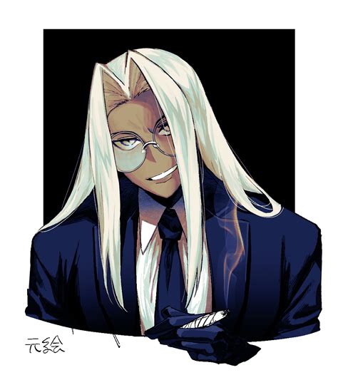 Safebooru 1girl Blonde Hair Carota327 Cigar Dark Skinned Female Dark Skin Glasses Gloves Hair