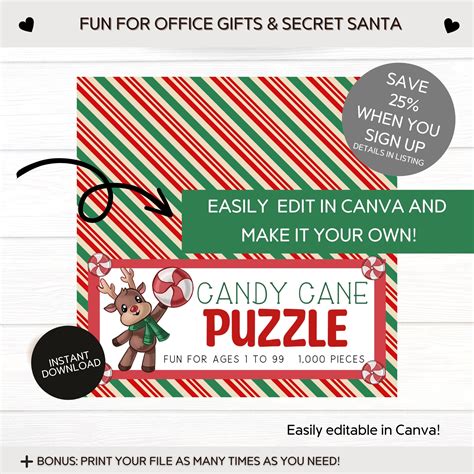 Candy Cane Puzzle Template - Worksheet Template