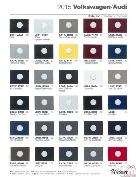 Volkswagen Paint Chart Color Reference