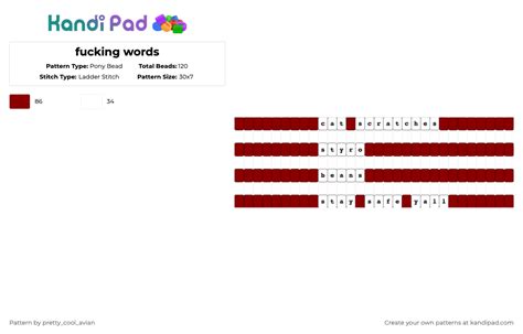 Fuck Pony Bead Pattern Kandi Pad Kandi Patterns Fuse Bead Patterns Pony Bead Patterns