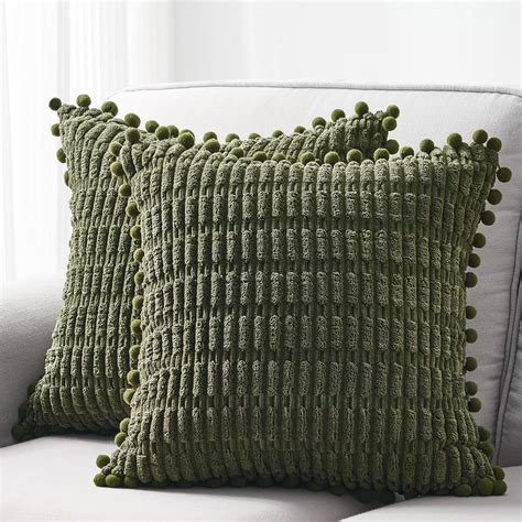 Topfinel Olive Green Decorative Throw Pillows Covers 18x18