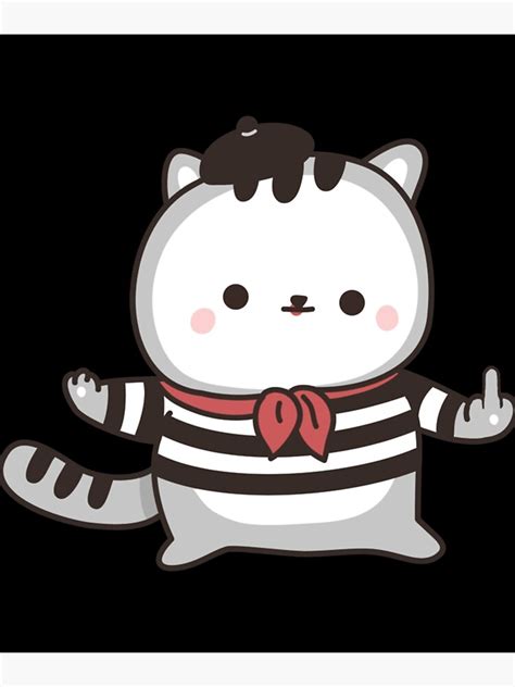 French Cute Kawaiicat Fuck Off Emoji Poster For Sale By