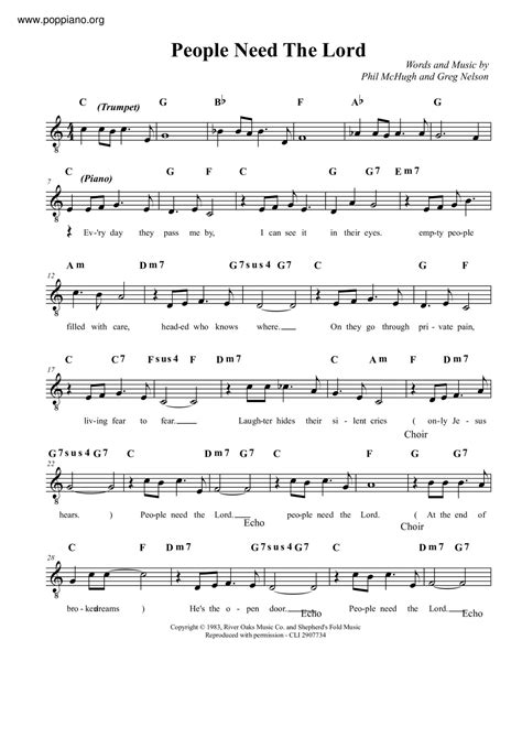 Lyrics For People Need The Lord 1