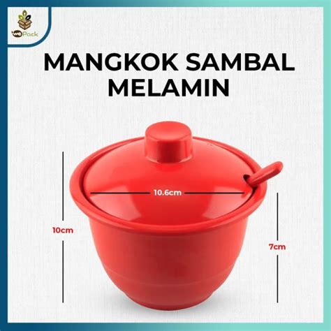 Mangkok Sambal Mangkuk Melamin Sambel Wadah Cabe U Sendok Tutup