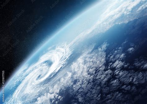 Planet Earth from space close up with Cloud formations. Illustration ...