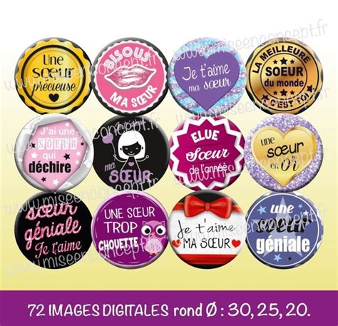 72 images digitales soeur rond images cabochons famille frère