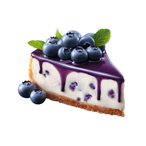 Blueberry Cheesecake Isolated On A Transparent Background Generative