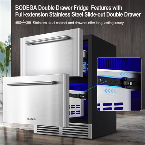 BODEGA 24 Inch Indoor And Outdoor Undercounter Double Drawer Fridge