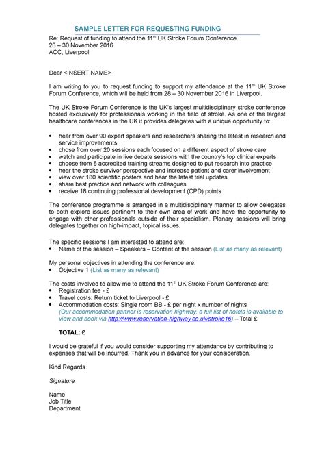 Sample letter requesting funding - uksf - SAMPLE LETTER FOR REQUESTING