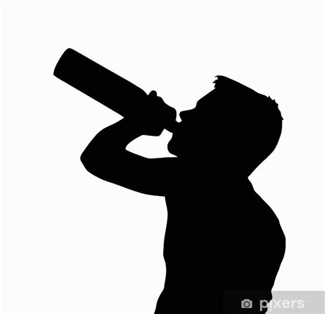 Wall Mural Teen Boy Silhouette Drinking Alcohol From Bottle PIXERS NET AU