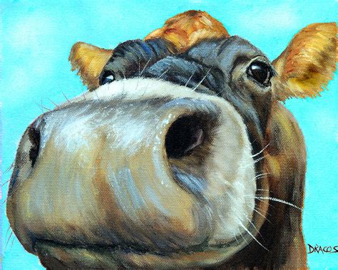 Jersey Cow Very Close Up Painting By Dottie Dracos Fine Art America