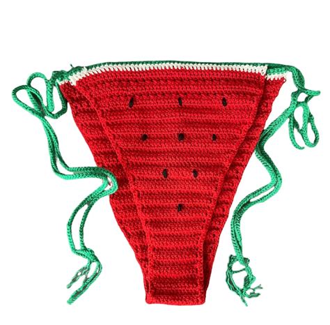 Watermelon Bikini Set Crochet Bikini Boho Style Swimwear Fruit Bikini Valentines Day Swimsuit