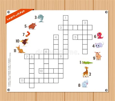 Crossword, Education Game for Children about Fast Food Stock Vector