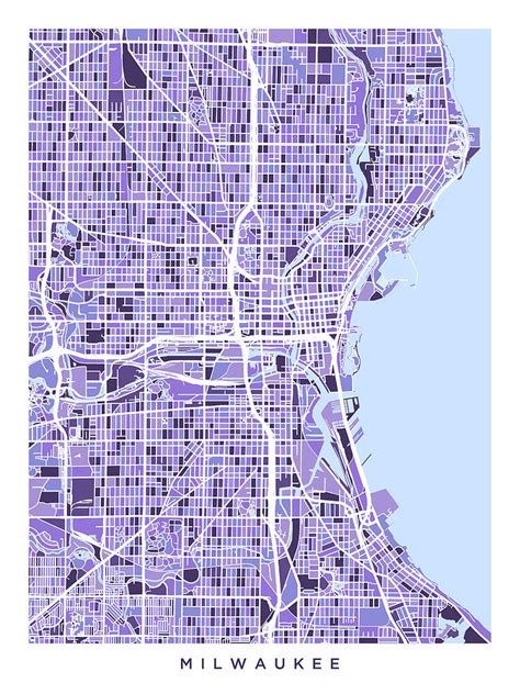 Milwaukee Wisconsin City Map Digital Art By Michael Tompsett Pixels